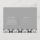 Grijs en wit Damascus Chic Wedding Save the Date Aankondigingskaart (Achterkant)