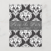 Grijs en wit Damascus Chic Wedding Save the Date Aankondigingskaart (Voorkant)