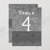 Grijs en wit Damask Trouwtafel Nummer Kaart (Voorkant / Achterkant)