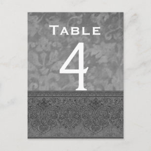 Grijs en wit Damask Trouwtafel Nummer Kaart