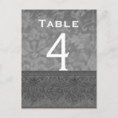Grijs en wit Damask Trouwtafel Nummer Kaart (Voorkant)