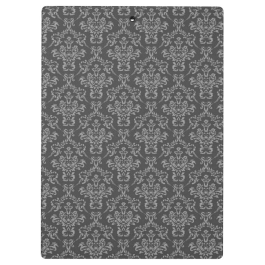 Grijs en Wit Damaspatroon met naam Klembord (Achterkant)