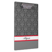 Grijs en Wit Damaspatroon met naam Klembord (Rechts)