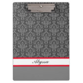 Grijs en Wit Damaspatroon met naam Klembord (Voorkant)