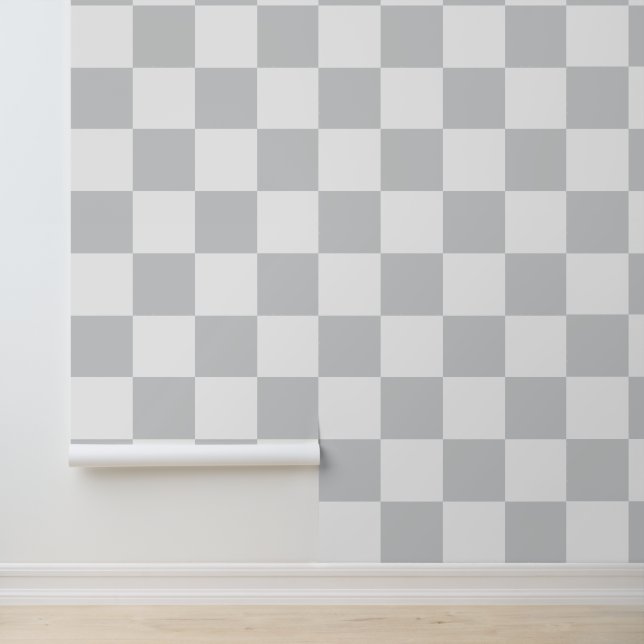 Grijs en wit dambordpatroon behang (Applicatie)