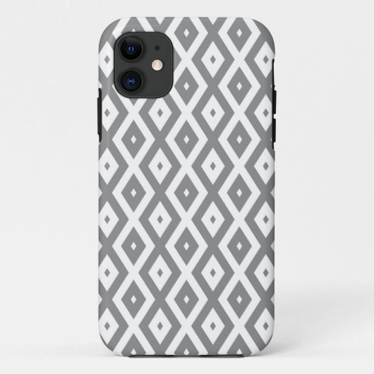Grijs en wit diamantpatroon Case-Mate iPhone case (Achterkant)