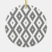 Grijs en wit diamantpatroon keramisch ornament (Voorkant)