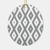Grijs en wit diamantpatroon keramisch ornament (Links)