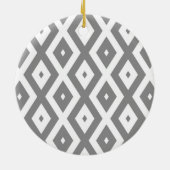 Grijs en wit diamantpatroon keramisch ornament (Achterkant)