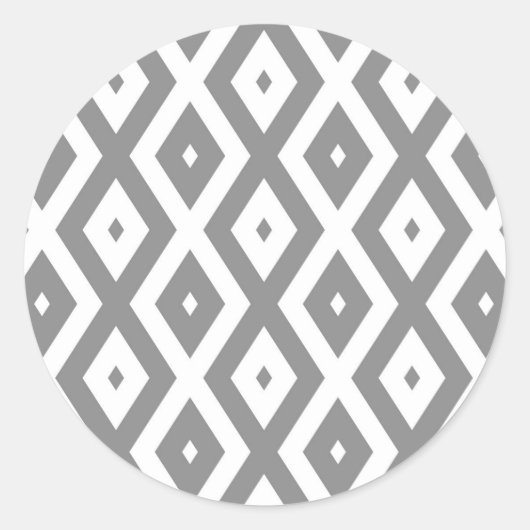 Grijs en wit diamantpatroon ronde sticker (Voorkant)