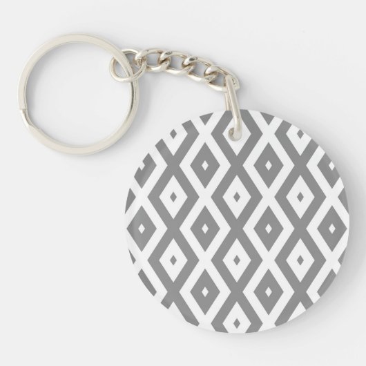 Grijs en wit diamantpatroon sleutelhanger (Voorkant)