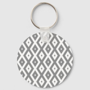 Grijs en wit diamantpatroon sleutelhanger