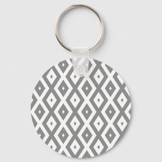 Grijs en wit diamantpatroon sleutelhanger (Voorkant)