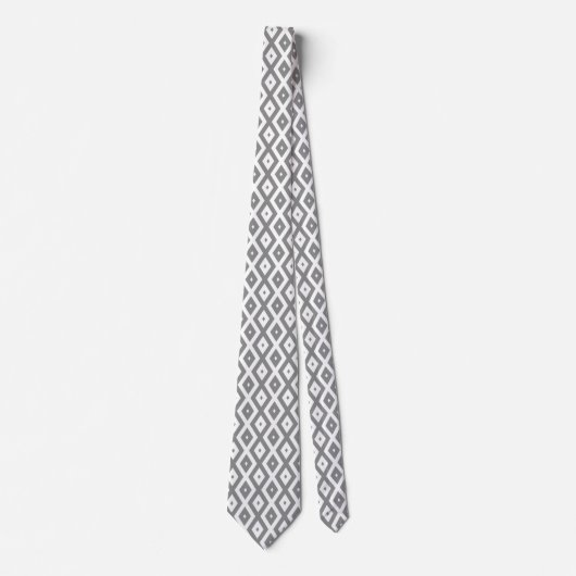 Grijs en wit diamantpatroon stropdas (Voorkant)