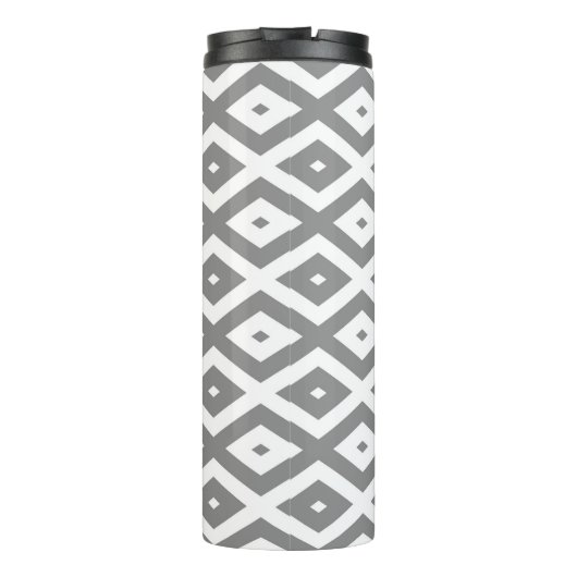 Grijs en wit diamantpatroon thermosbeker (Achterkant)