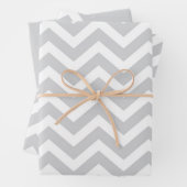 Grijs en wit dikke Chevron-huwelijksverjaardag V1 Inpakpapier Vel (In situ)