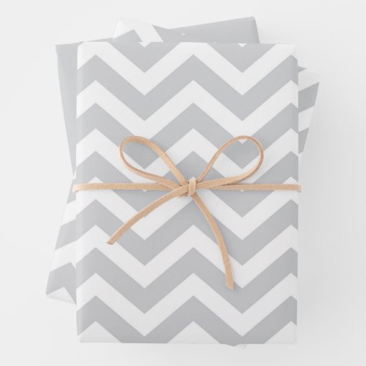Grijs en wit dikke Chevron-huwelijksverjaardag V1 Inpakpapier Vel (In situ)