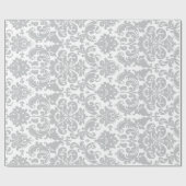 Grijs en wit Elegant Damask Patroon Cadeaupapier (Vlak)