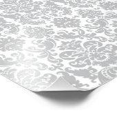 Grijs en wit Elegant Damask Patroon Foto Afdruk (Hoek)