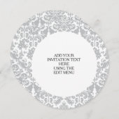 Grijs en wit Elegant Damask Patroon Kaart (Voorkant / Achterkant)