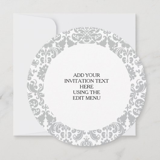 Grijs en wit Elegant Damask Patroon Kaart (Voorkant)