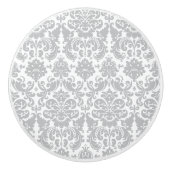 Grijs en wit Elegant Damask Patroon Keramische Knop (Voorkant)