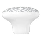 Grijs en wit Elegant Damask Patroon Keramische Knop (Zijkant)