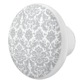 Grijs en wit Elegant Damask Patroon Keramische Knop (Rechts)