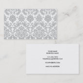 Grijs en wit Elegant Damask Patroon Visitekaartje (Voorkant / Achterkant)