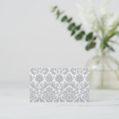 Grijs en wit Elegant Damask Patroon Visitekaartje (Staand voorkant)