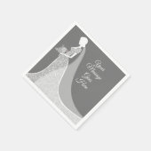 Grijs en Wit Elegant Kant Gown Vrijgezellenfeest Servet (Hoek)