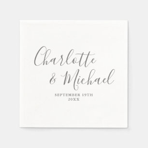 Grijs en wit Elegant Signature Bruiloft Servet