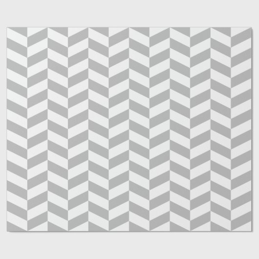 Grijs en wit Extra Groot Herringbone Cadeaupapier (Vlak)