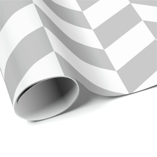Grijs en wit Extra Groot Herringbone Cadeaupapier (Rol Hoek)