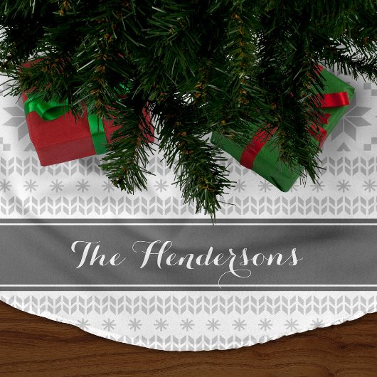Grijs en Wit Fair Isle Monogram Kerstboom Rok