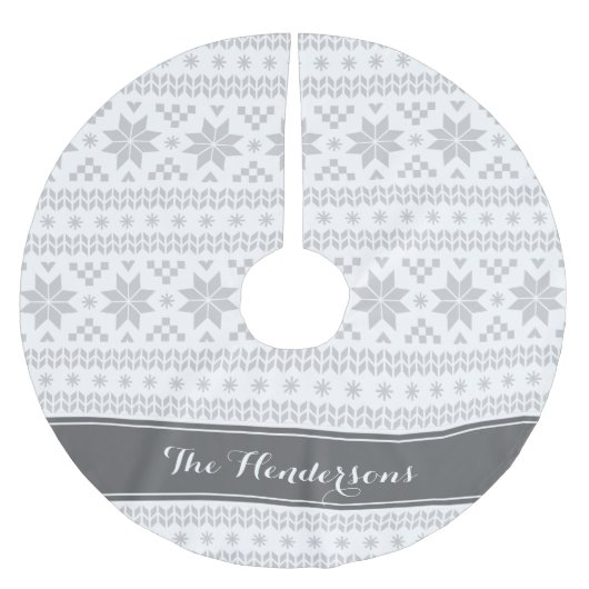 Grijs en Wit Fair Isle Monogram Kerstboom Rok (Voorkant)