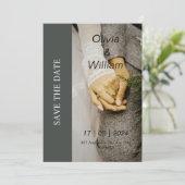 Grijs en wit Foto Eenvoudig Save the Date Wedding Kaart (Staand voorkant)