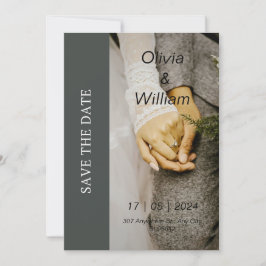 Grijs en wit Foto Eenvoudig Save the Date Wedding Kaart