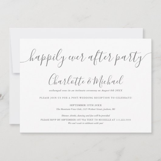 Grijs en wit gelukkig ooit na partijhuwelijk kaart (Voorkant)