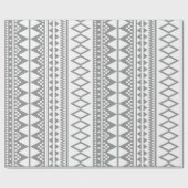 Grijs en wit Geometrisch Aztec Patroon Cadeaupapier (Vlak)