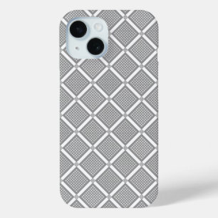 Grijs en wit geometrisch geruit patroon iPhone 15 case