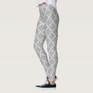 Grijs en wit geometrisch geruit patroon leggings