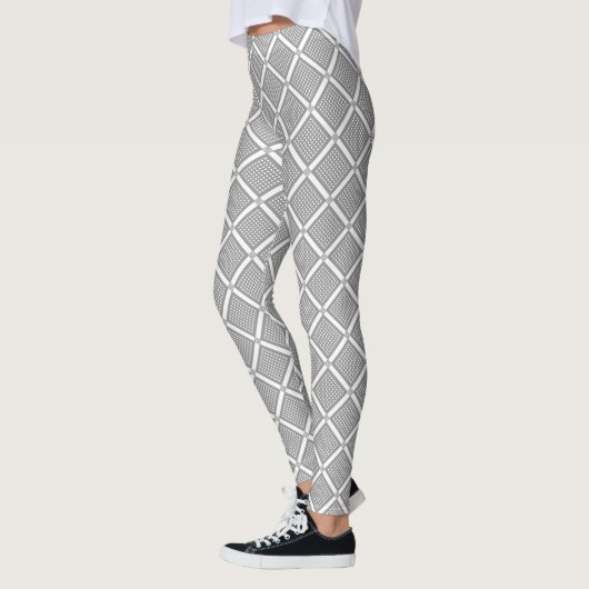 Grijs en wit geometrisch geruit patroon leggings (Links)