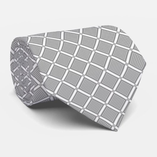 Grijs en wit geometrisch geruit patroon stropdas (Opgerold)