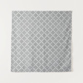Grijs en wit geometrisch geruit patroon wandkleed (Voorkant)