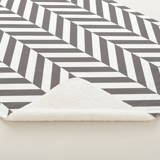 Grijs en wit Geometrisch Herringbotpatroon Sherpa Deken (3/4)