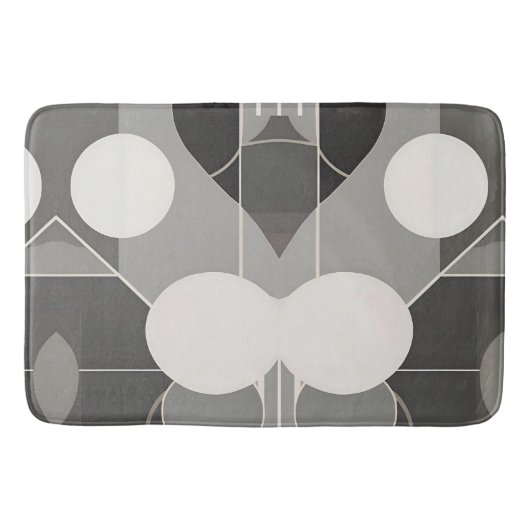 Grijs en wit geometrisch ontwerp met cirkellijnen badmat (Voorkant)