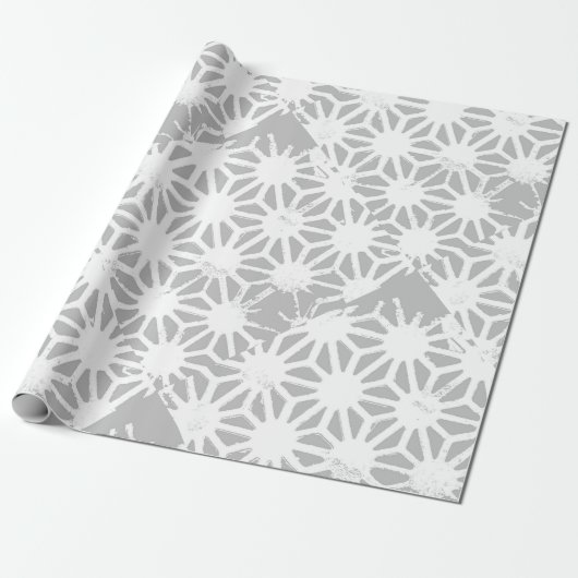 Grijs en wit geometrisch patroon cadeaupapier (Uitgerold)