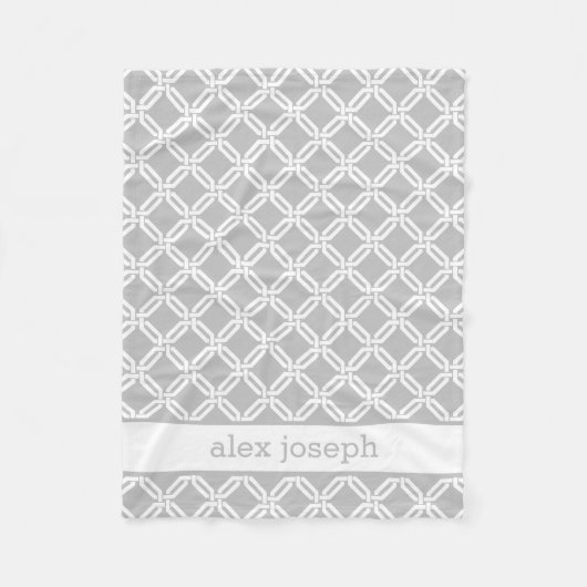 Grijs en Wit Geometrisch Patroon Gepersonaliseerd  Fleece Deken (Voorkant)
