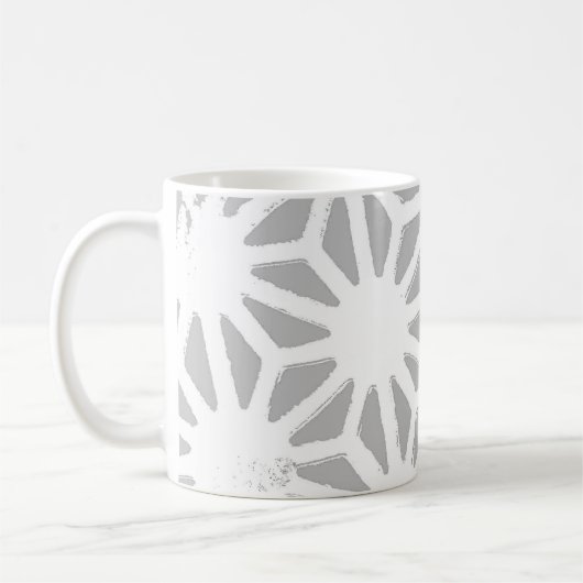 Grijs en wit geometrisch patroon koffiemok (Links)